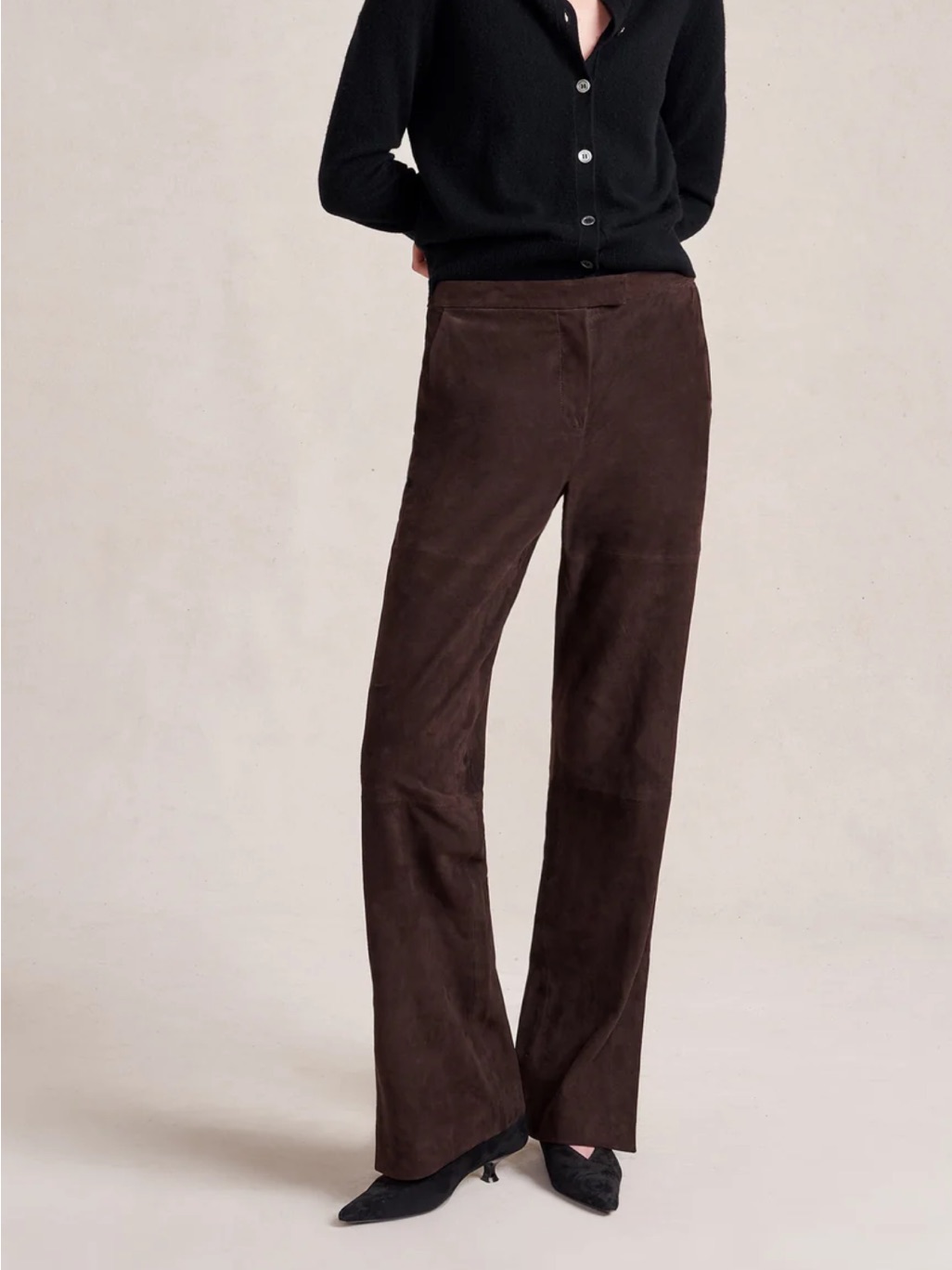 La Ligne Albert Brown Suede Wide-Leg Trouser Pants Nwt